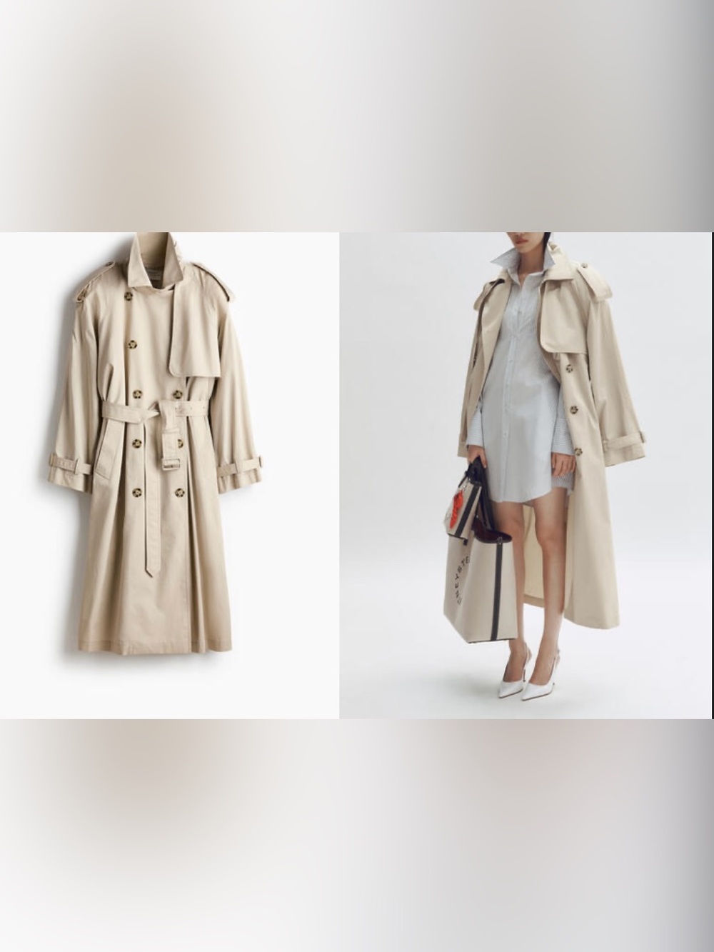 Stella McCartney H&M Oversized Trench Coat in Light Beige NWT -M